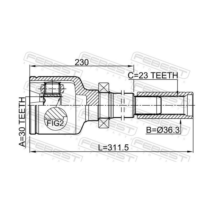 Jungčių komplektas, kardaninis velenas FEBEST 2411-MEGIIRH