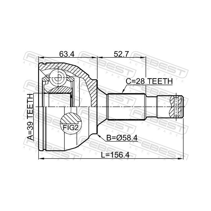 Jungčių komplektas, kardaninis velenas FEBEST 2510-3084B