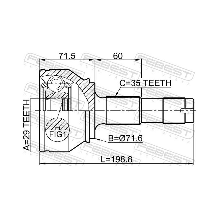 Jungčių komplektas, kardaninis velenas FEBEST 2510-BOX3