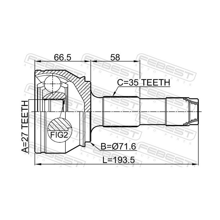 Jungčių komplektas, kardaninis velenas FEBEST 2510-BOX3TD
