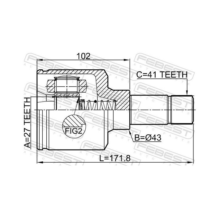 Jungčių komplektas, kardaninis velenas FEBEST 2511-BOX3LH