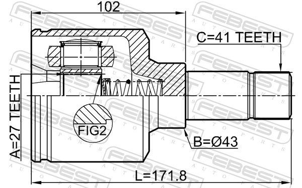 Jungčių komplektas, kardaninis velenas FEBEST 2511-BOX3LH
