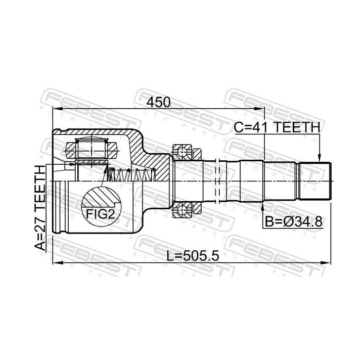 Jungčių komplektas, kardaninis velenas FEBEST 2511-BOX3RH