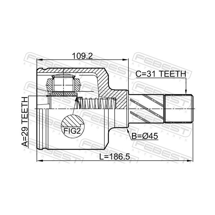 Jungčių komplektas, kardaninis velenas FEBEST 2811-DUCLH