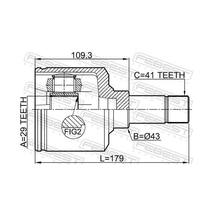 Jungčių komplektas, kardaninis velenas FEBEST 2811-DUCQ18LH