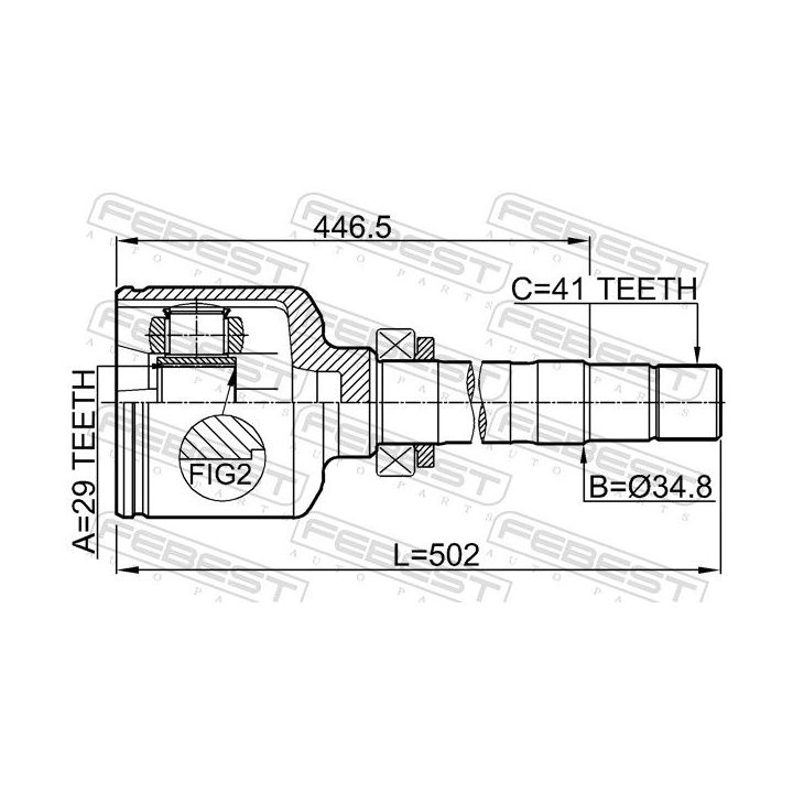 Jungčių komplektas, kardaninis velenas FEBEST 2811-DUCQ18RH