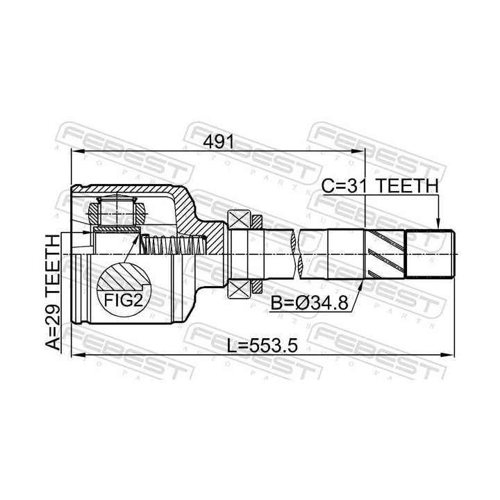 Jungčių komplektas, kardaninis velenas FEBEST 2811-DUCRH