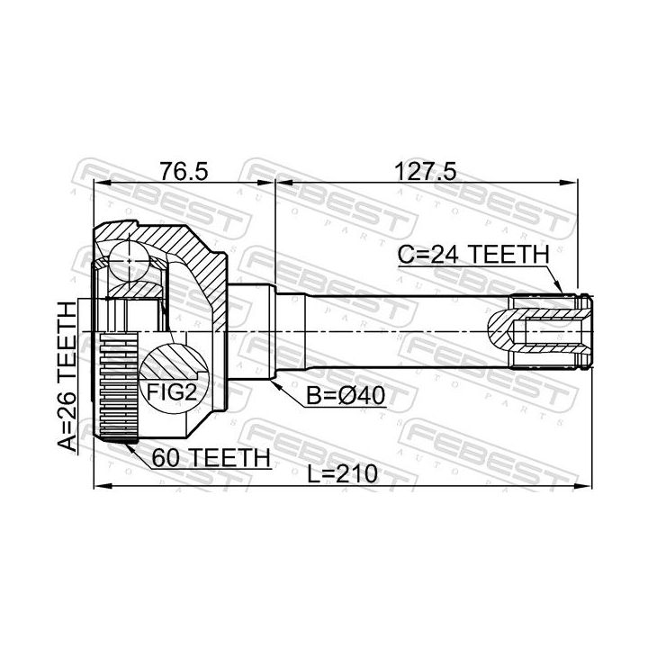 Jungčių komplektas, kardaninis velenas FEBEST 2910-DEF