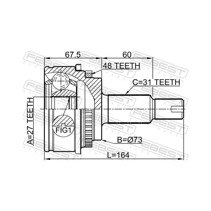Jungčių komplektas, kardaninis velenas FEBEST 2910-DIIIR