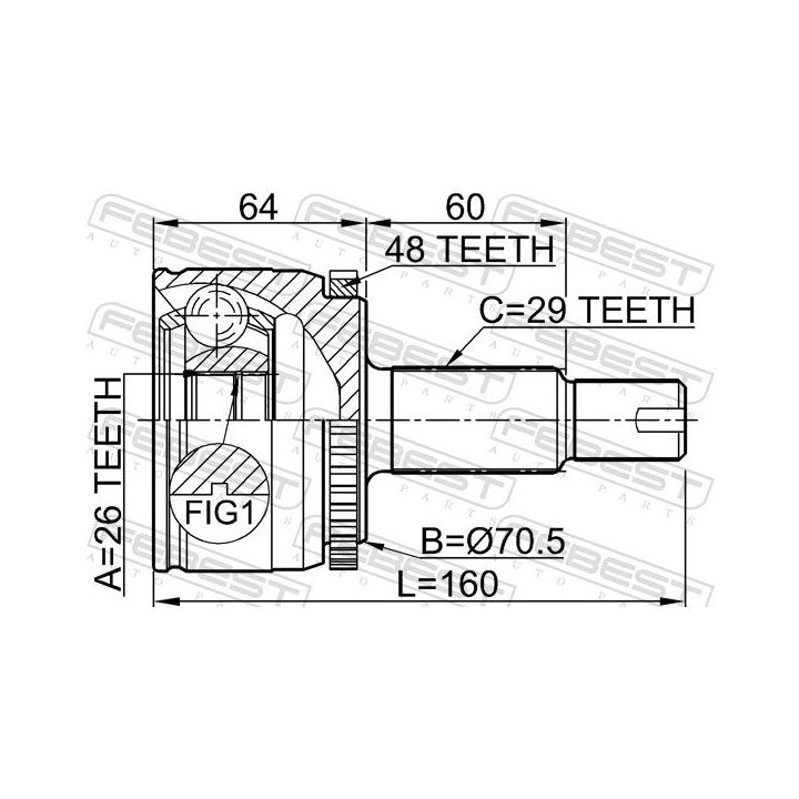 Jungčių komplektas, kardaninis velenas FEBEST 2910-DIVF