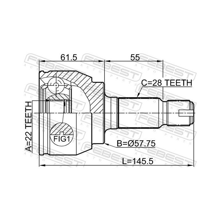 Jungčių komplektas, kardaninis velenas FEBEST 2910-FLIIR