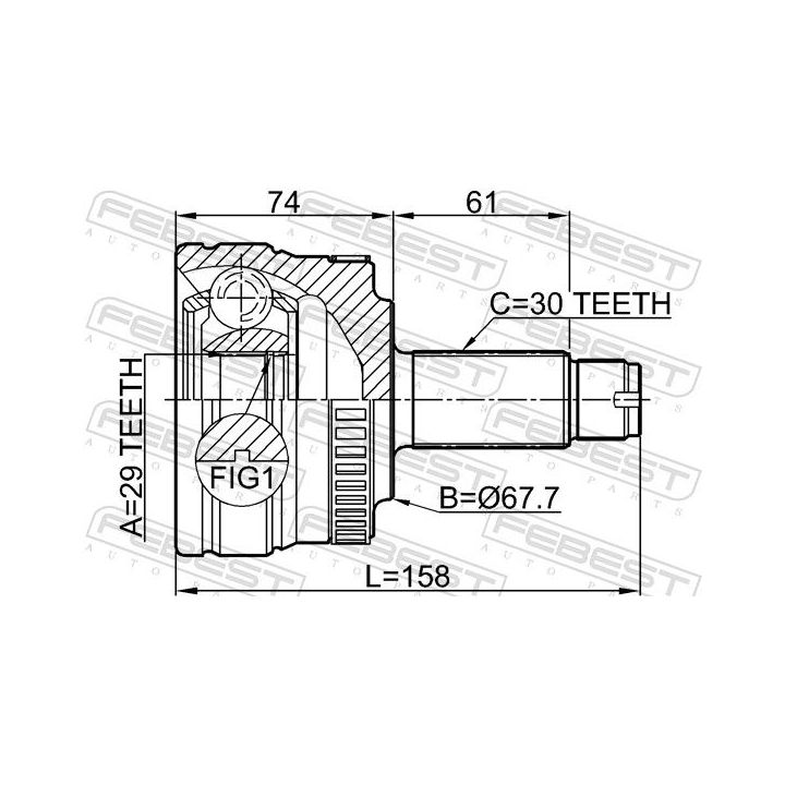 Jungčių komplektas, kardaninis velenas FEBEST 2910-RRIIIR
