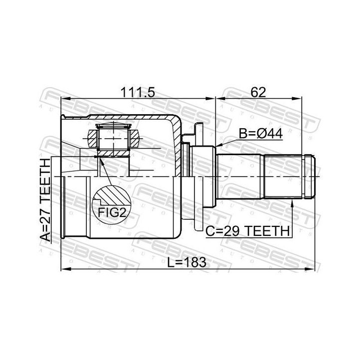 Jungčių komplektas, kardaninis velenas FEBEST 2911-DIIIFLH