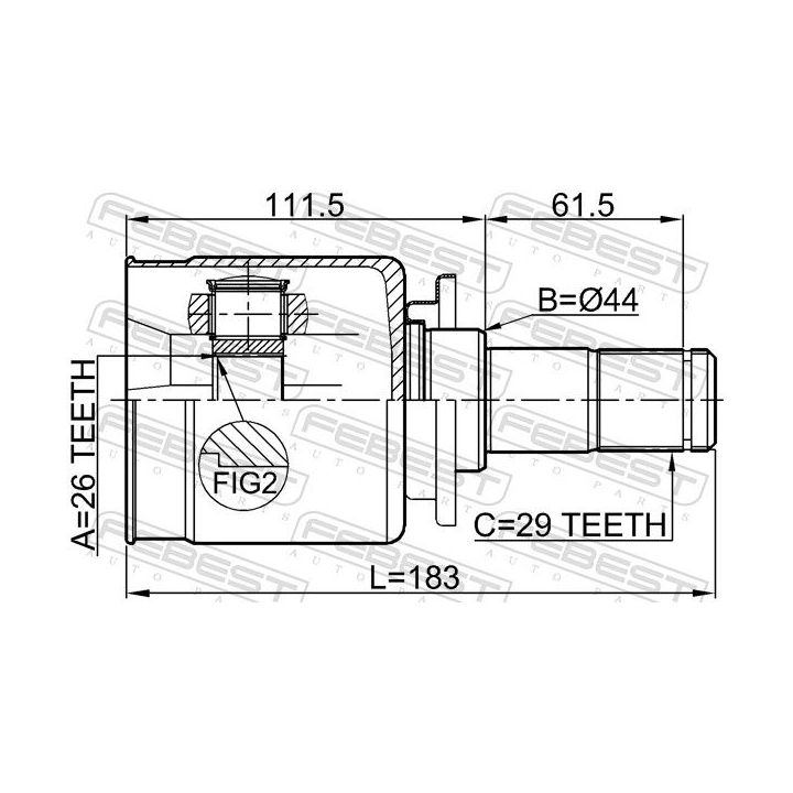 Jungčių komplektas, kardaninis velenas FEBEST 2911-DIVFLH