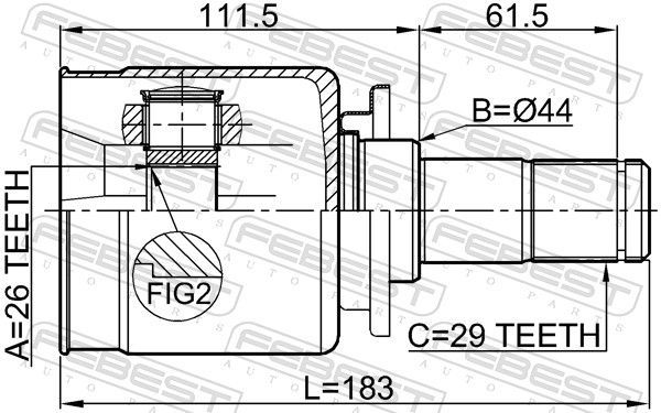 Jungčių komplektas, kardaninis velenas FEBEST 2911-DIVFLH