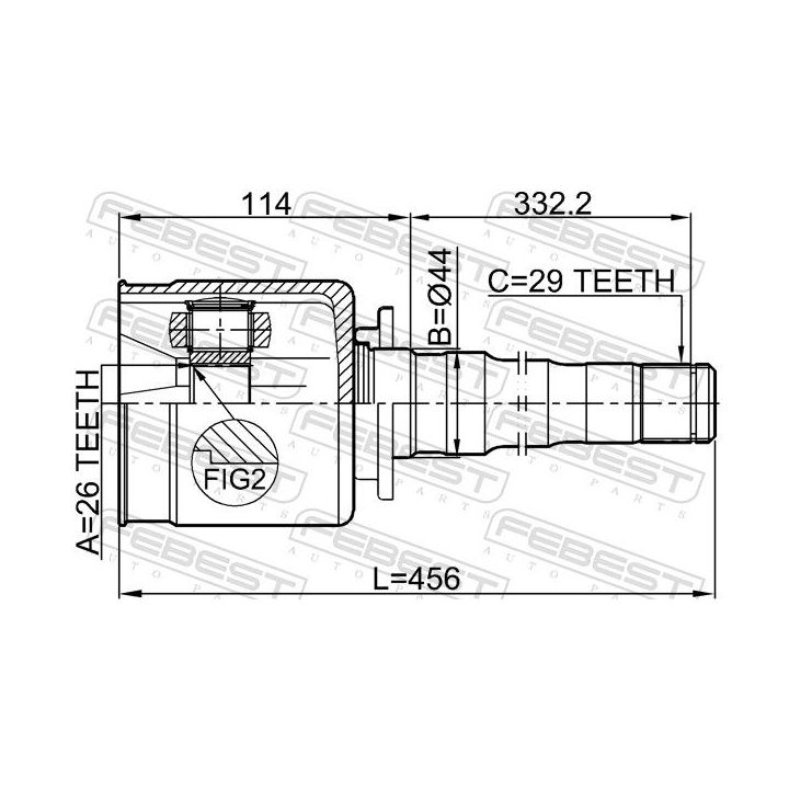 Jungčių komplektas, kardaninis velenas FEBEST 2911-DIVFRH
