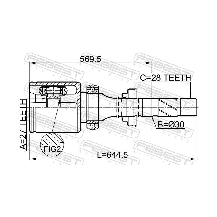 Jungčių komplektas, kardaninis velenas FEBEST 2911-FLIIMTRH
