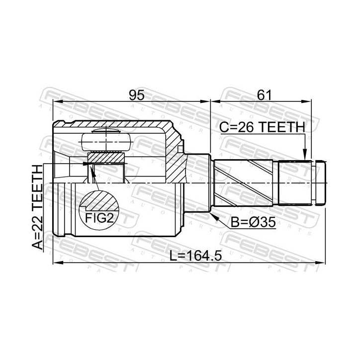Jungčių komplektas, kardaninis velenas FEBEST 2911-FLIIR