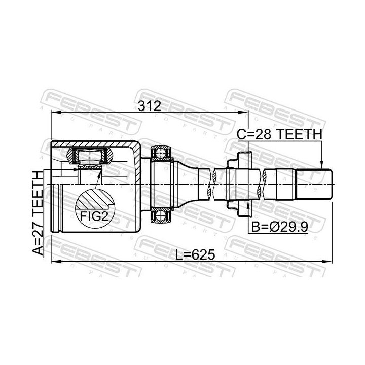 Jungčių komplektas, kardaninis velenas FEBEST 2911-FLIIRH