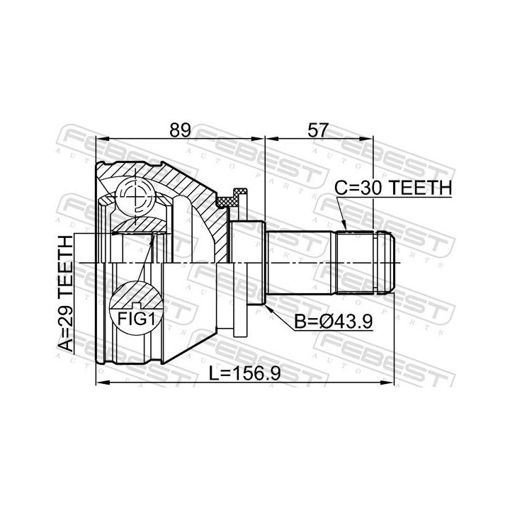 Jungčių komplektas, kardaninis velenas FEBEST 2911-RRIIIFLH