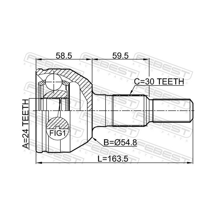 Jungčių komplektas, kardaninis velenas FEBEST 3210-SRX