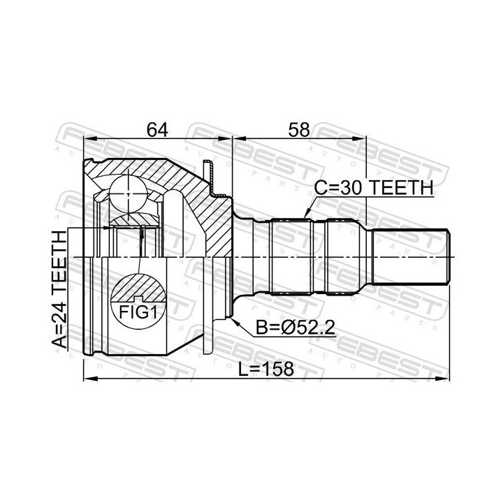 Jungčių komplektas, kardaninis velenas FEBEST 3210-SRXLF1