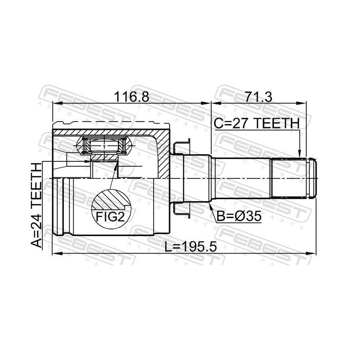 Jungčių komplektas, kardaninis velenas FEBEST 3211-SRXLF1