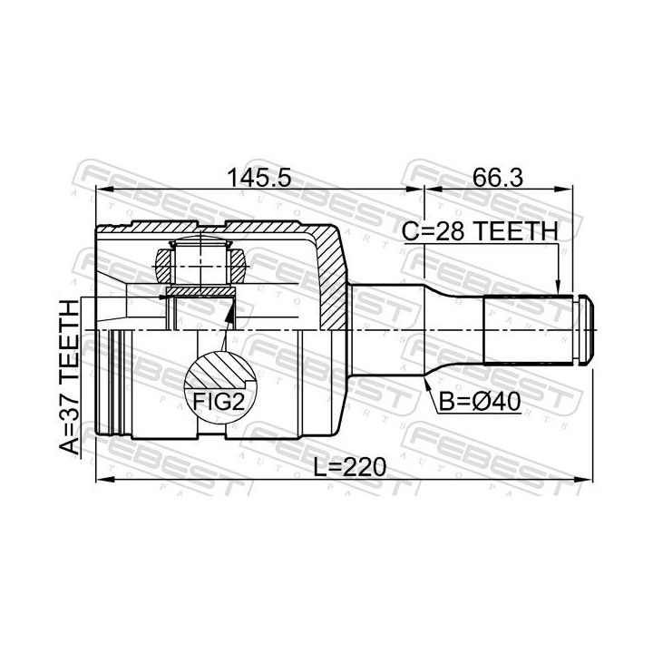 Jungčių komplektas, kardaninis velenas FEBEST 3611-H3