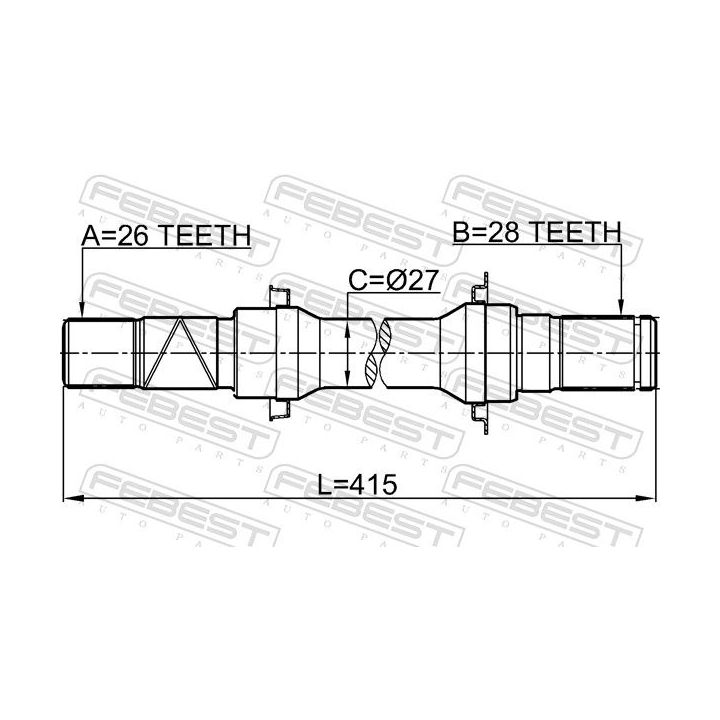 Pusašis FEBEST 0512-BL16AT