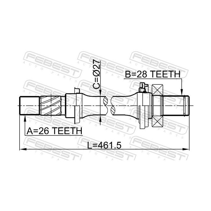 Pusašis FEBEST 0512-M316AT