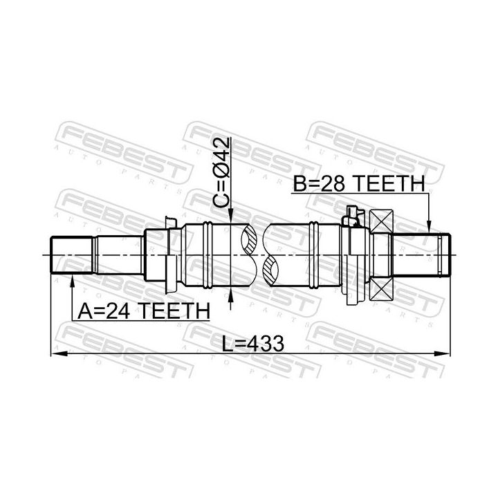 Pusašis FEBEST 0512-M316MT