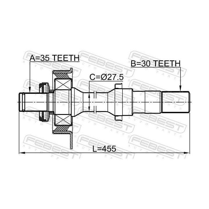 Pusašis FEBEST 0512-TRIB2WDRH