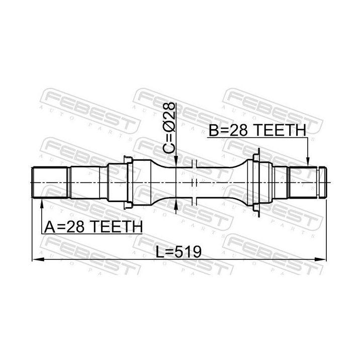 Pusašis FEBEST 2212-CAR