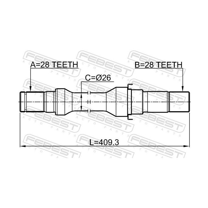 Pusašis FEBEST 2212-CLARRH