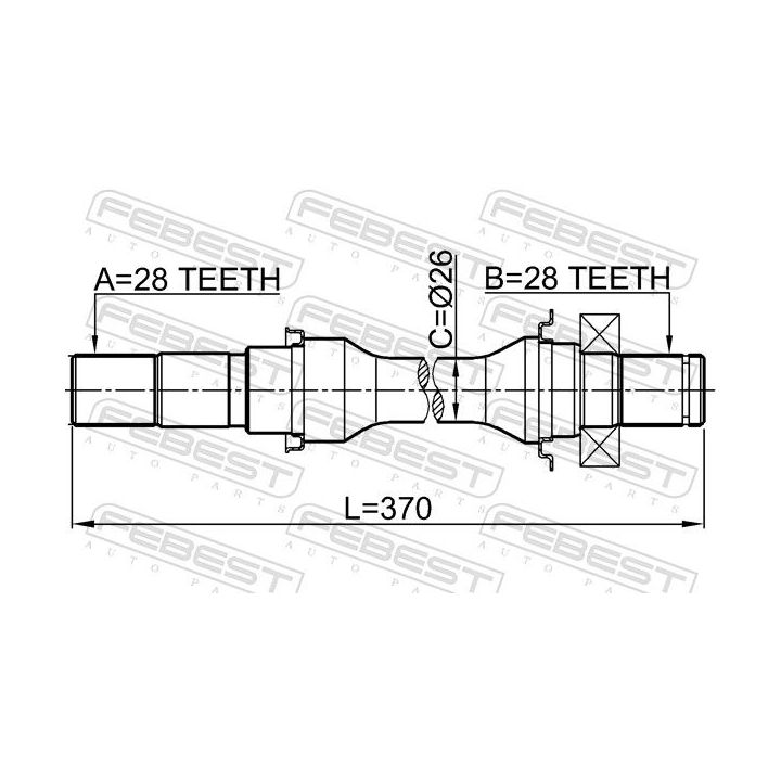 Pusašis FEBEST 2212-SED25MT