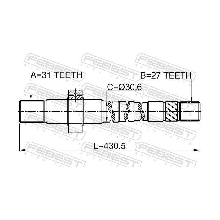 Pusašis FEBEST 2412-DUSTAWD