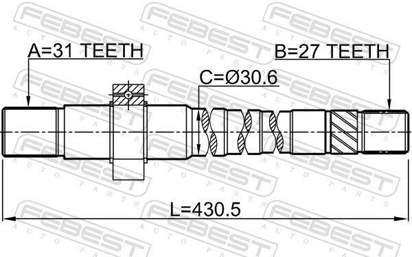 Pusašis FEBEST 2412-DUSTAWD