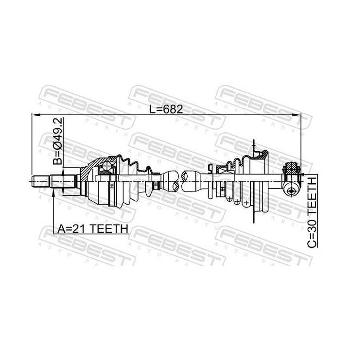 Pusašis FEBEST 2414-LOGLH