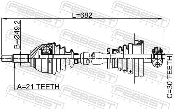 Pusašis FEBEST 2414-LOGLH