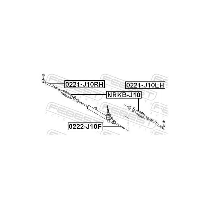 Vidinė skersinė vairo trauklė FEBEST 0222-J10F