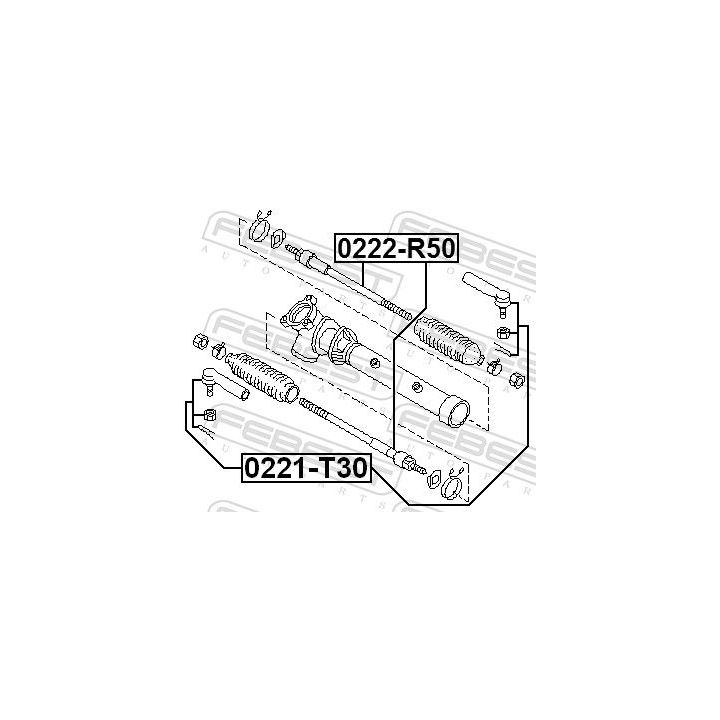 Vidinė skersinė vairo trauklė FEBEST 0222-R50