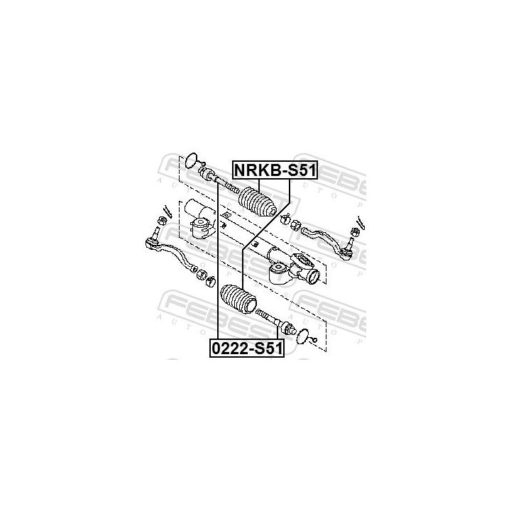 Vidinė skersinė vairo trauklė FEBEST 0222-S51