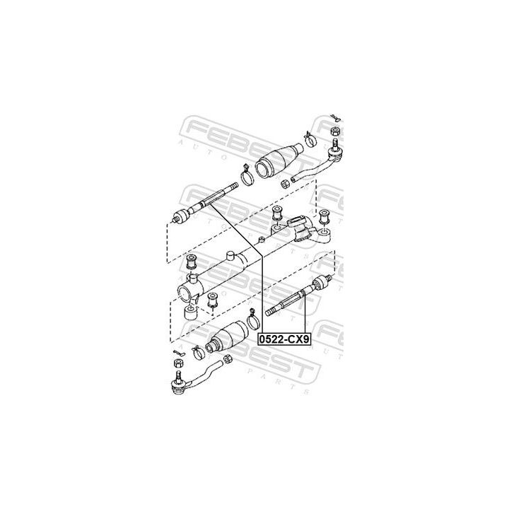 Vidinė skersinė vairo trauklė FEBEST 0522-CX9