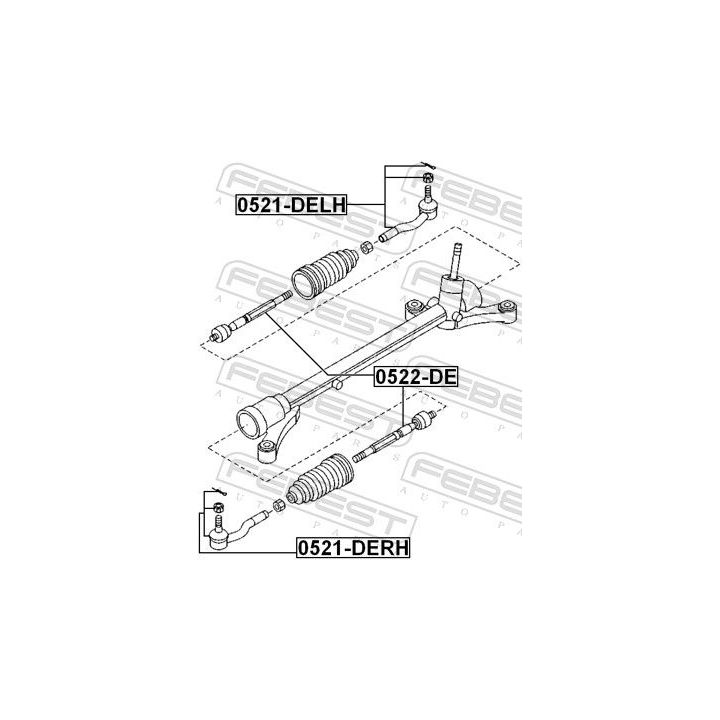 Vidinė skersinė vairo trauklė FEBEST 0522-DE