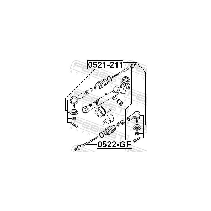Vidinė skersinė vairo trauklė FEBEST 0522-GF