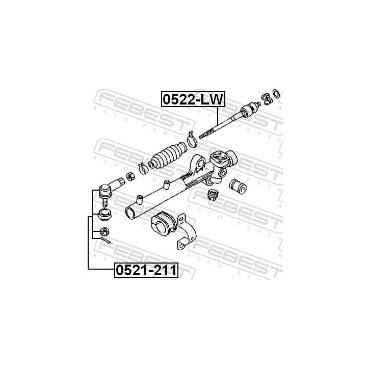 Vidinė skersinė vairo trauklė FEBEST 0522-LW