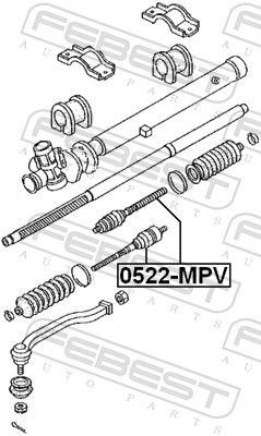 Vidinė skersinė vairo trauklė FEBEST 0522-MPV