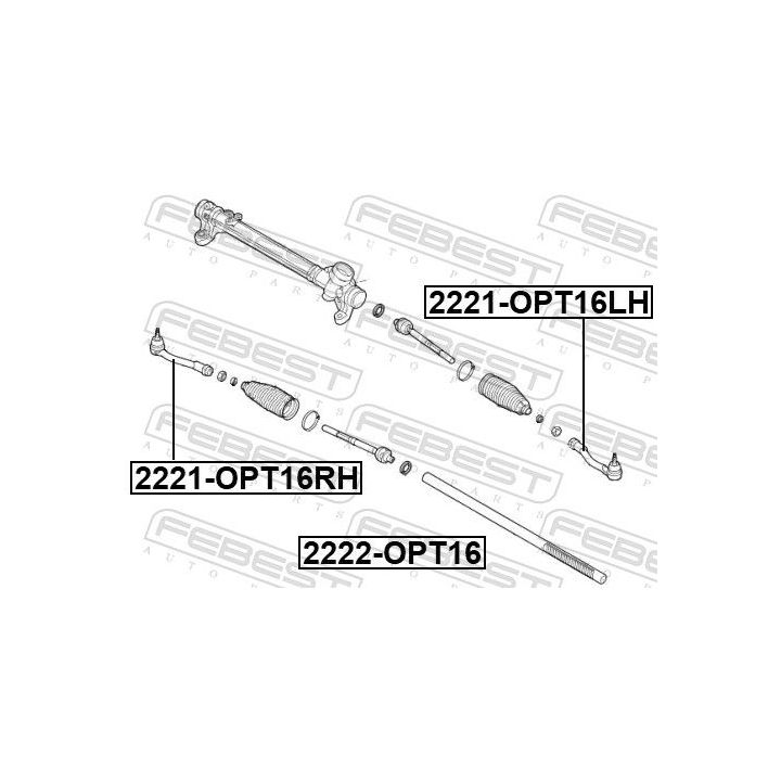 Vidinė skersinė vairo trauklė FEBEST 2222-OPT16