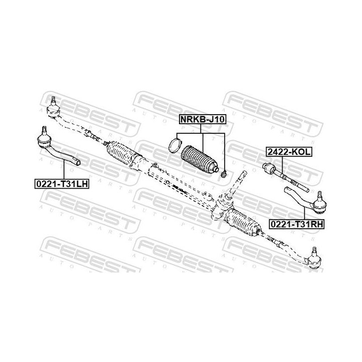 Vidinė skersinė vairo trauklė FEBEST 2422-KOL