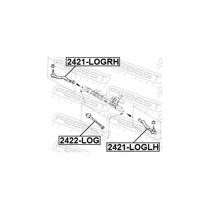 Vidinė skersinė vairo trauklė FEBEST 2422-LOG